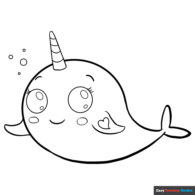 Free printable narwhal coloring page