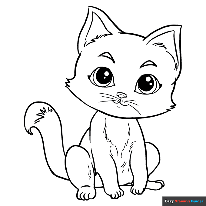 Coloring image: Free printable kitten coloring page