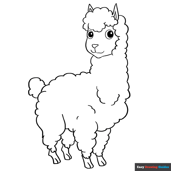 Free printable llama coloring page