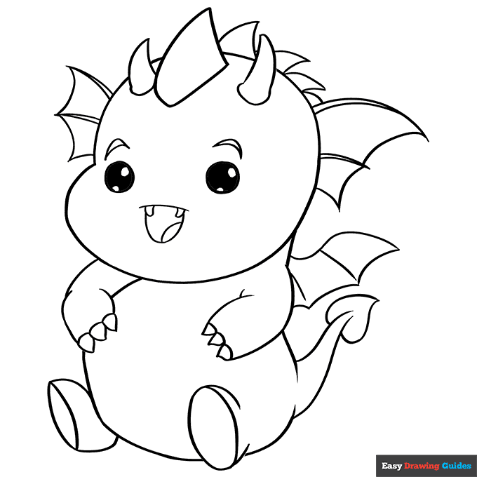 Free printable kawaii dragon coloring page