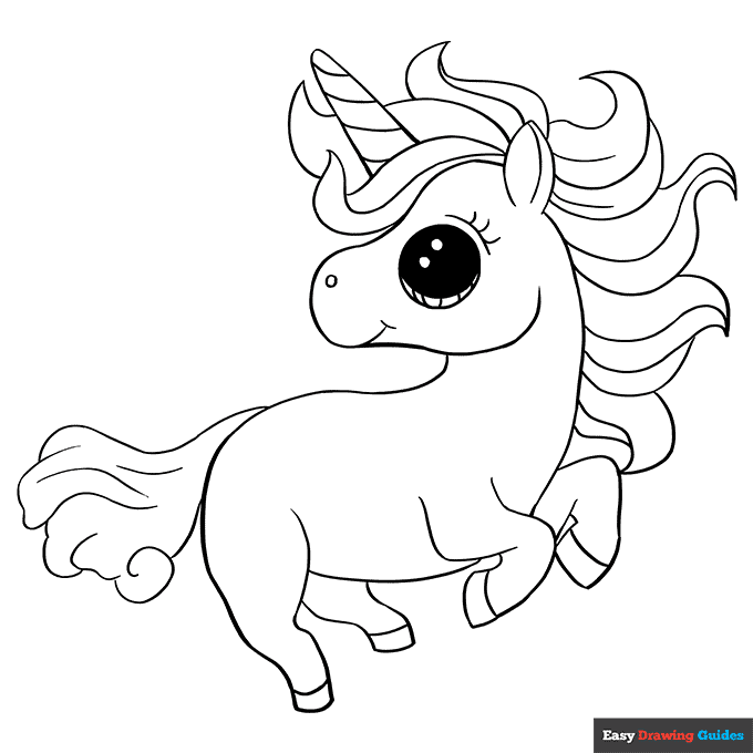 Free printable chibi unicorn coloring page