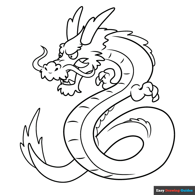 Free printable japanese dragon coloring page