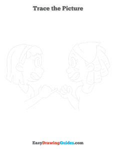 1099 how to draw Best Friends - ebook trace page thumbnail 300h