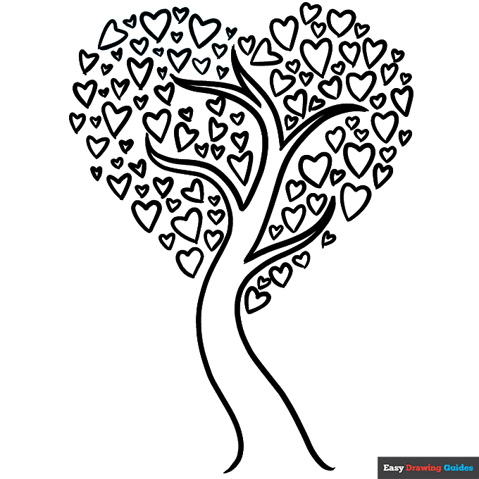 Free printable heart tree coloring page