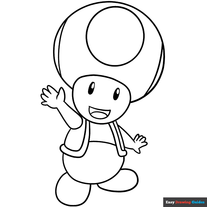 Free printable toad from mario coloring page