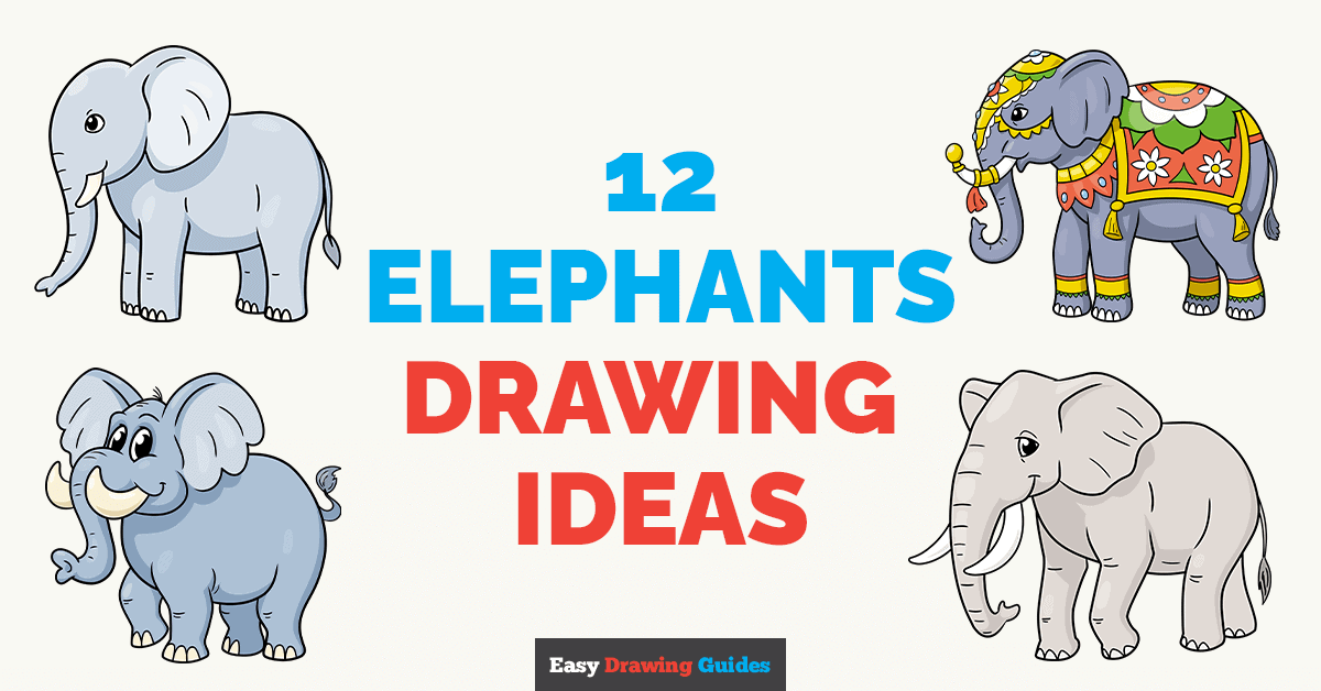 12 Elephants Drawing Tutorials for Kids Featured Image