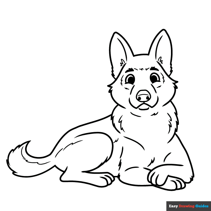 Free printable cute german shepherd coloring page