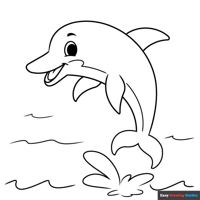 Free printable cartoon dolphin coloring page