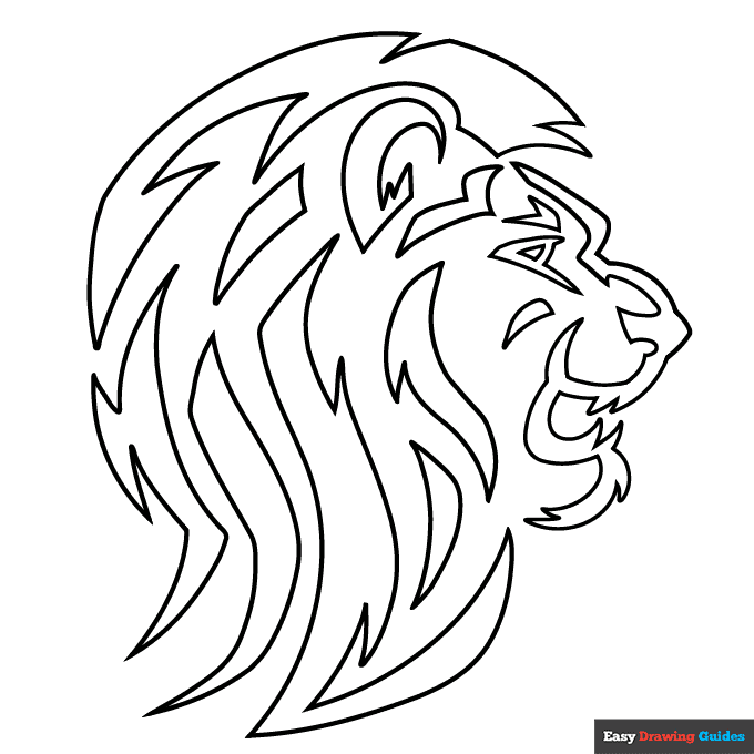 Free printable tribal lion coloring page