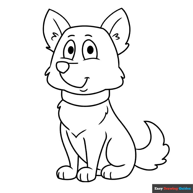 Free printable sitting cartoon dog coloring page