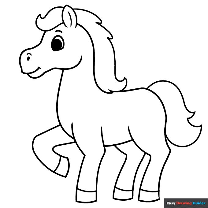 Free printable easy horse coloring page