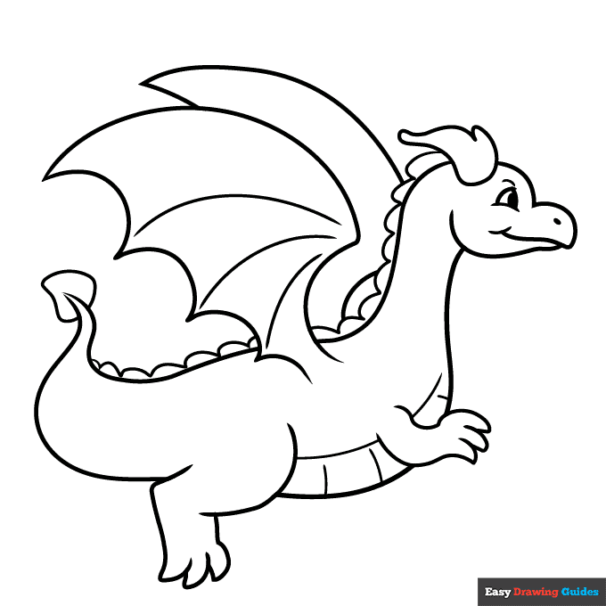 Free printable flying dragon coloring page
