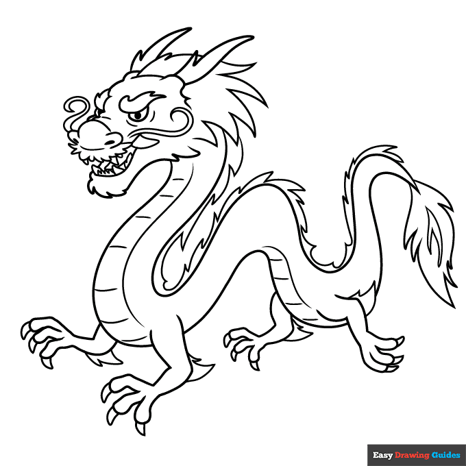 Free printable Chinese dragon coloring page