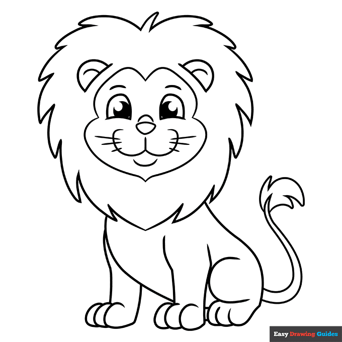 Free printable cartoon lion coloring page