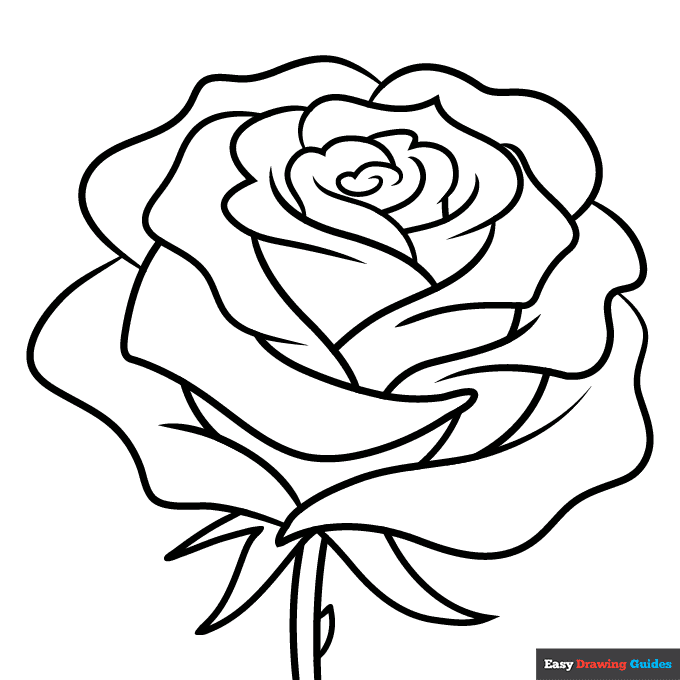 Free printable realistic rose coloring page