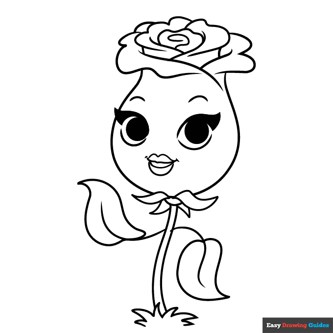 Free printable cartoon rose coloring page