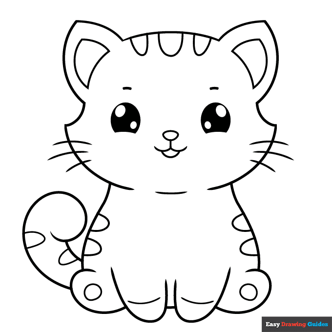 Free printable cartoon cat coloring page