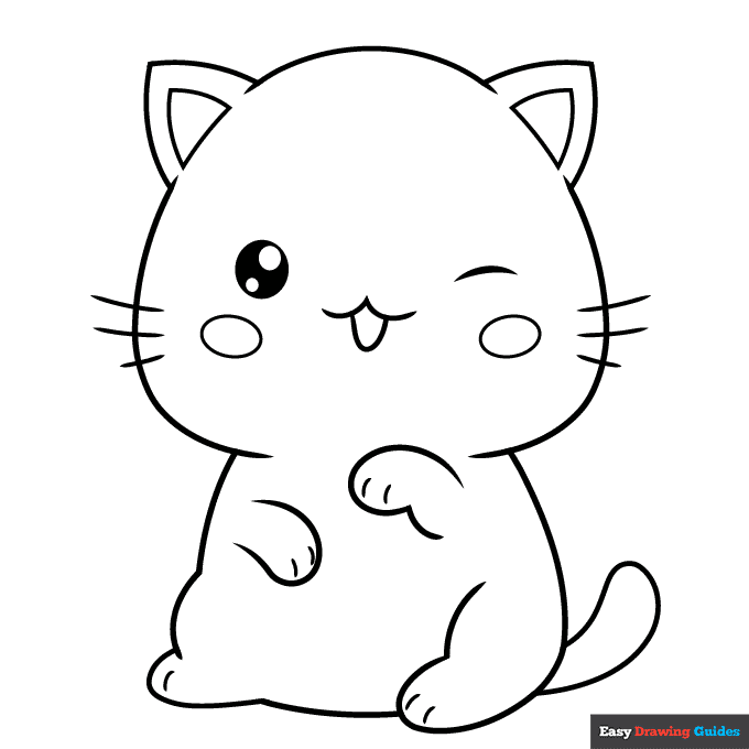 Free printable kawaii cat coloring page