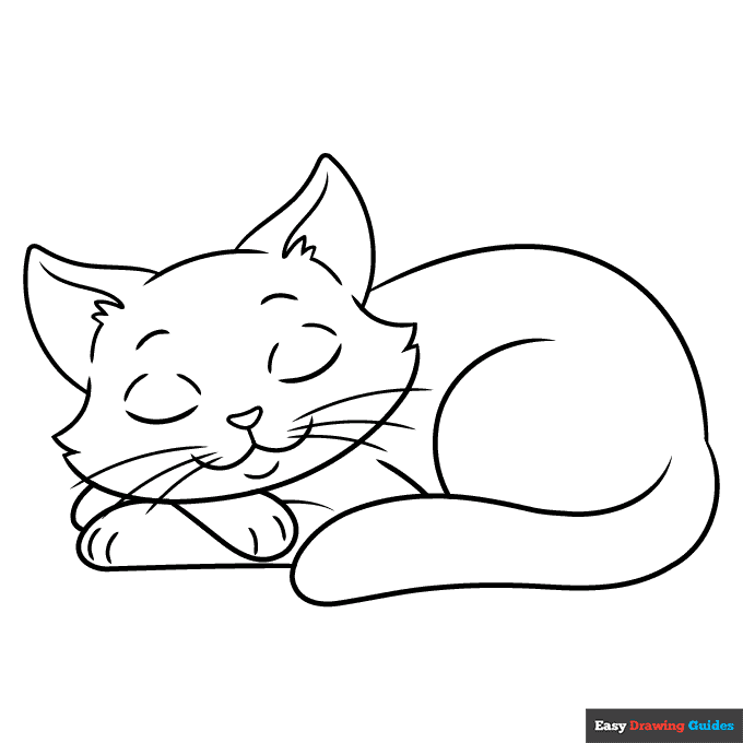 Free printable Sleeping Cat coloring page