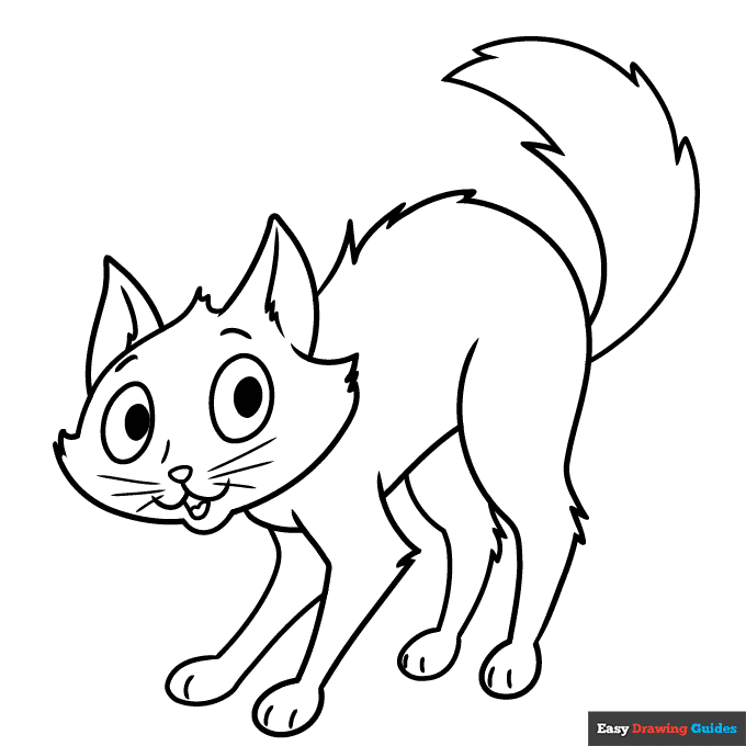 Free printable scared cat coloring page