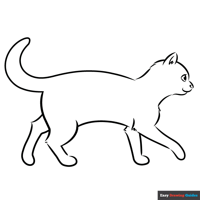 Free printable walking cat coloring page