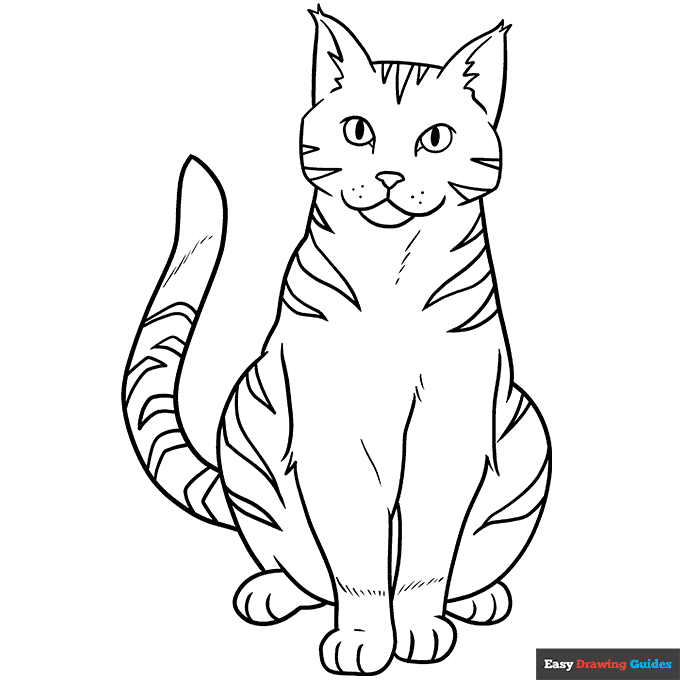 Free printable orange tabby cat coloring page
