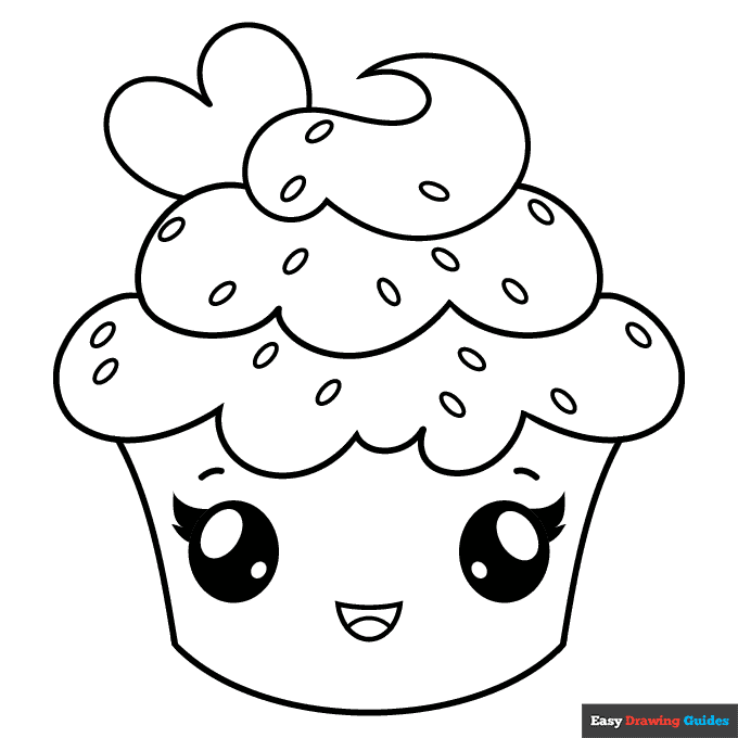Free printable cute cupcake coloring page