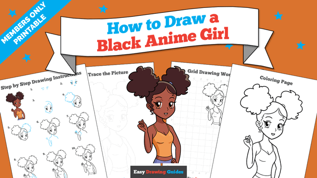How to Draw a Black Anime Girl Printable Thumbnail
