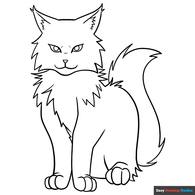 Coloring image: Free printable anime cat coloring page