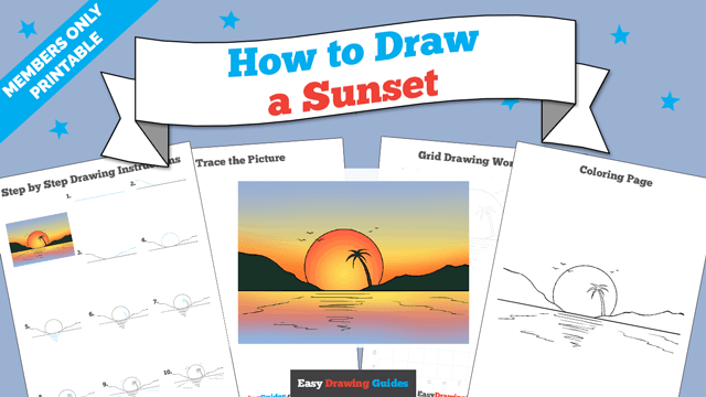 Printables thumbnail: How to draw a Sunset