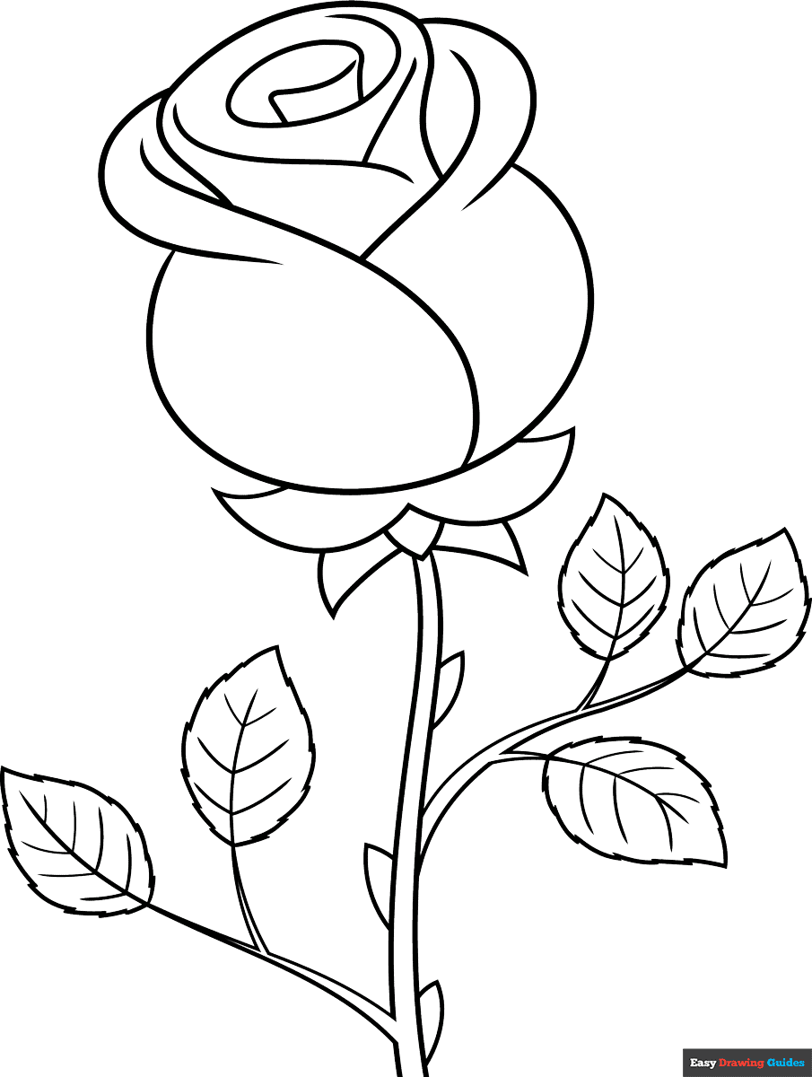 Free printable Easy Valentine's Rose coloring page