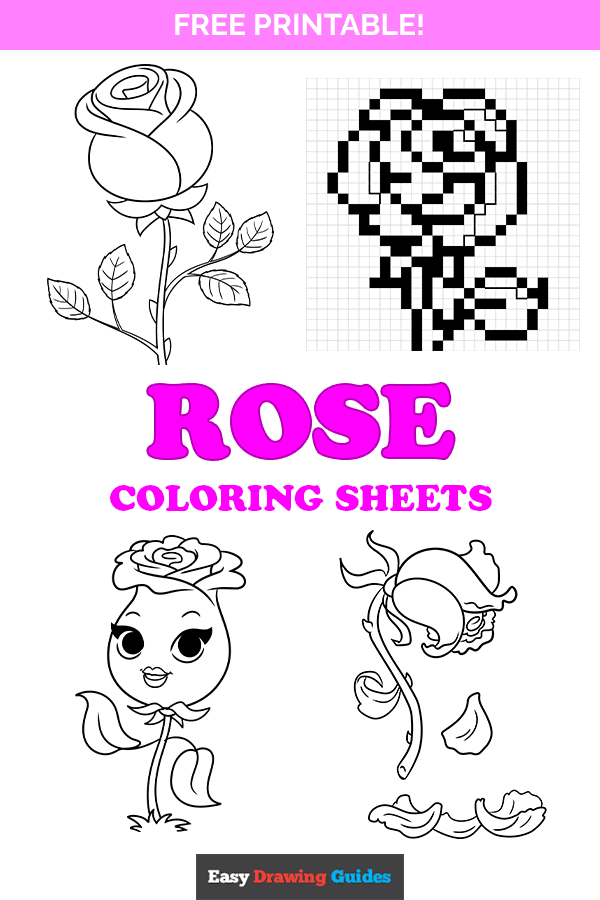 Free printable rose coloring pages - pinterest image