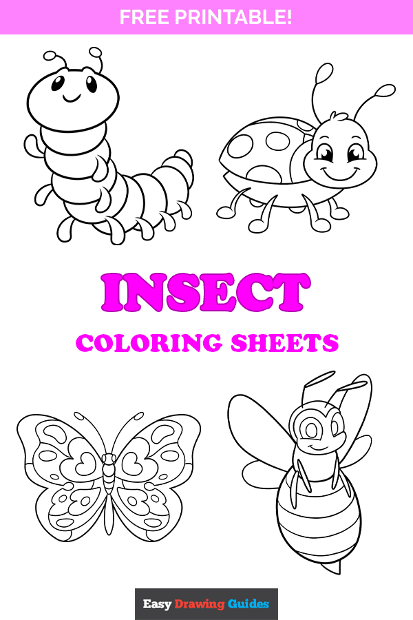 Free printable insect coloring pages - Pinterest image
