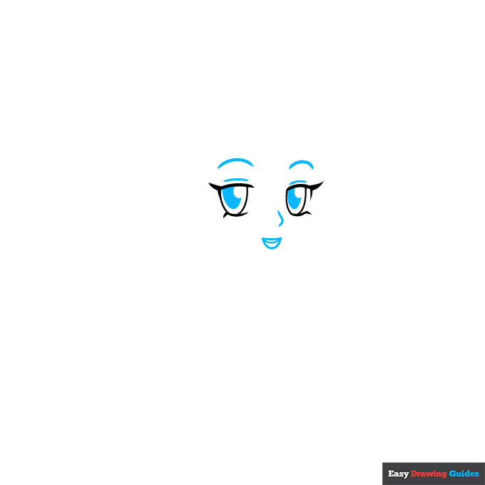 Black Anime Girl step-by-step drawing tutorial: step 2