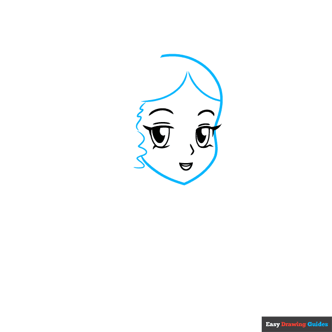 Black Anime Girl step-by-step drawing tutorial: step 3