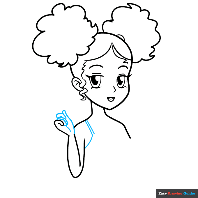 Black Anime Girl step-by-step drawing tutorial: step 7