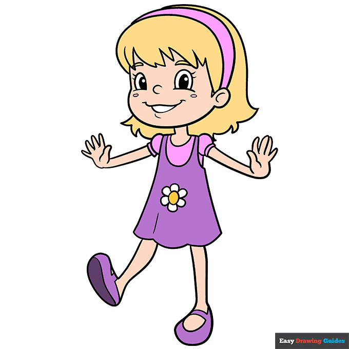 Cartoon Girl step-by-step drawing tutorial: step 11