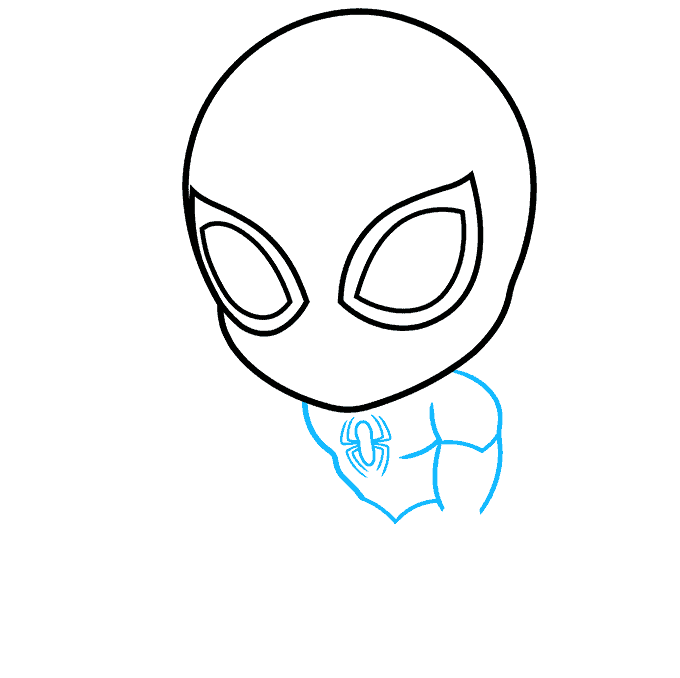 How to Draw a Chibi Spider-man Step 02