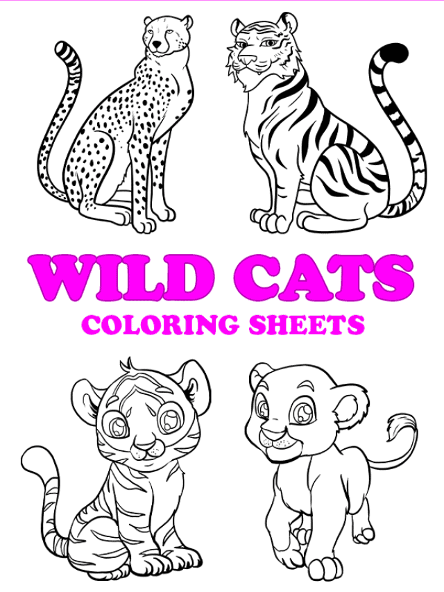 Free printable wild cats coloring pages - pinterest image