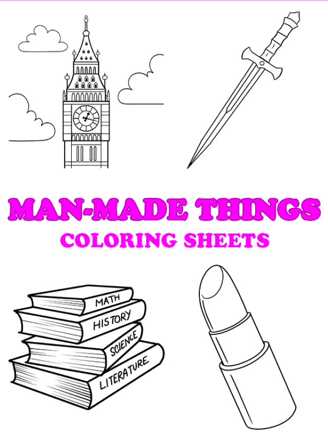 Free printable man-made things coloring pages - pinterest image