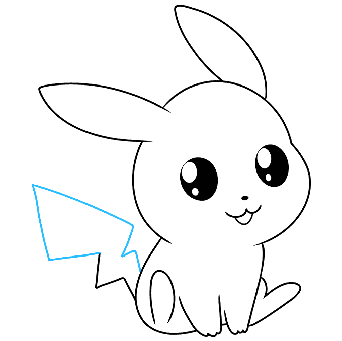 Cute Chibi Pikachu Pok&eacute;mon step-by-step drawing tutorial: step 08