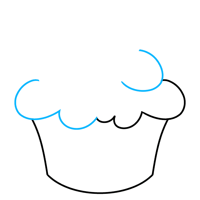 Cute Cupcake step-by-step drawing tutorial: step 3