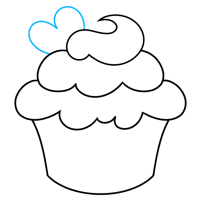 Cute Cupcake step-by-step drawing tutorial: step 6