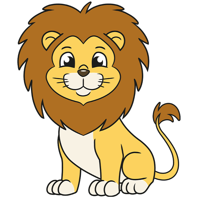 Easy Cartoon Lion step-by-step drawing tutorial: step 10