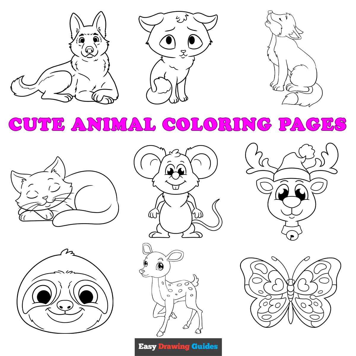 Free printable cute animal coloring sheets - featured image