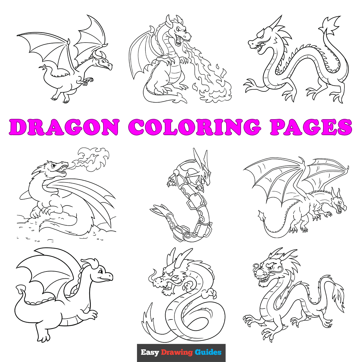 Free printable dragon coloring sheets - featured image