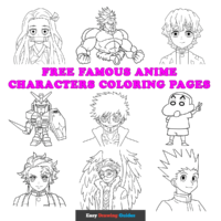 Free Famous Anime Characters Coloring Pages for Kids - 34 Printable Sheets