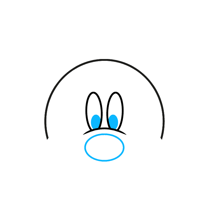 Easy Mickey Mouse Face step-by-step drawing tutorial: Step 3