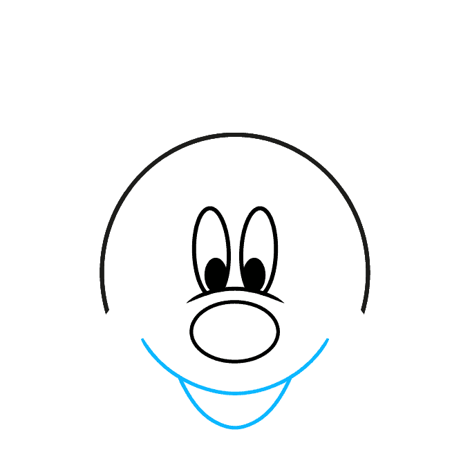 Easy Mickey Mouse Face step-by-step drawing tutorial: Step 4