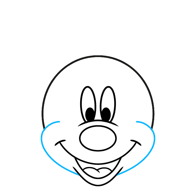 Easy Mickey Mouse Face step-by-step drawing tutorial: Step 7